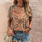 Casual Short Sleeve Pattern Print Loose Fashion Comfortable T-shirt
