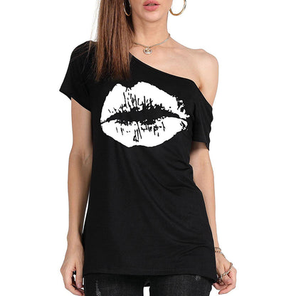 Women's Loose Shoulder Versatile Printed T-shirt